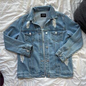 Refuge Sky Blue Distressed Denim Jacket